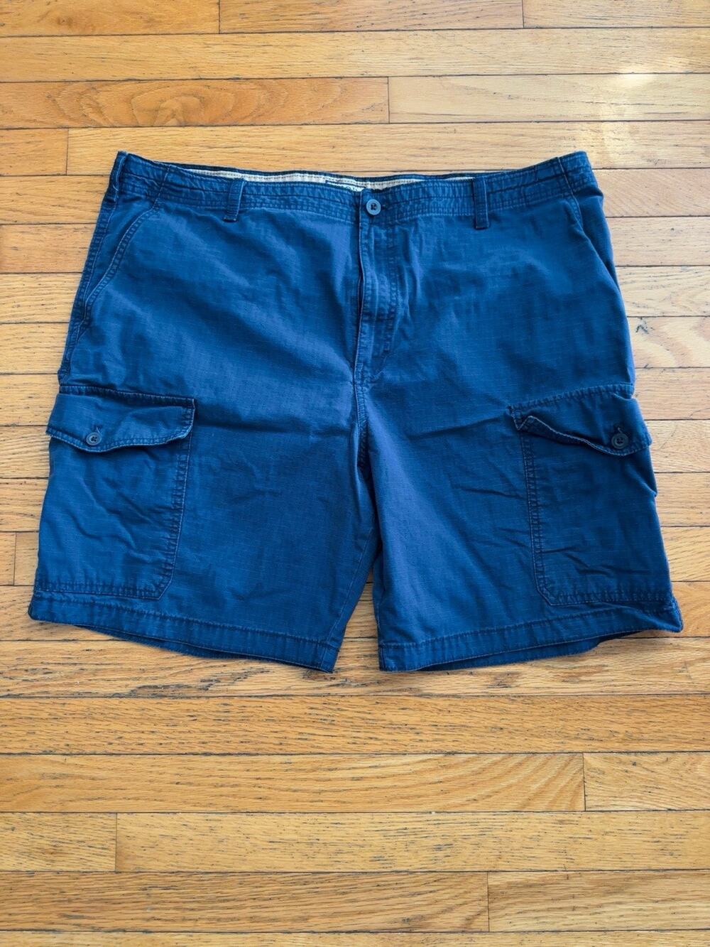 IZOD Mens Cargo Shorts Size 42 Blue Ripstop 100% Cotton Utility Casual Outdoor